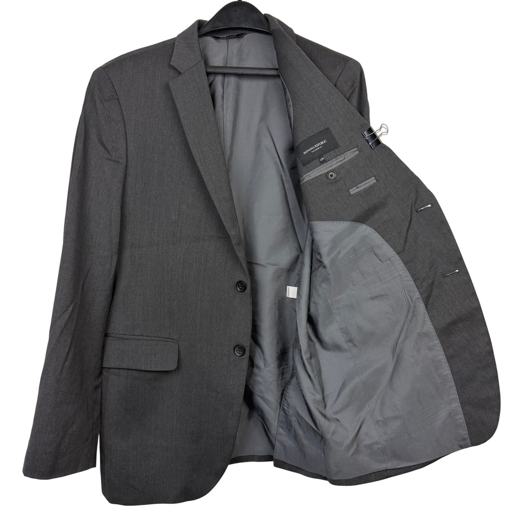 Banana Republic 42R Lanificio Cerruti Italian Wool Blazer Sport Coat Jacket Gray